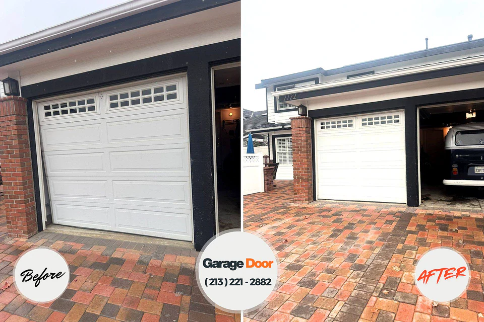Before and after: garage door repair Saukville, WI